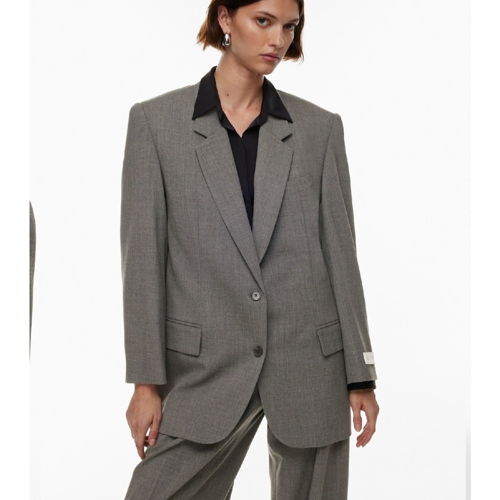 ARITZIA Babaton Strategy Blazer In Heather Medium Gray Wool Blend Size L